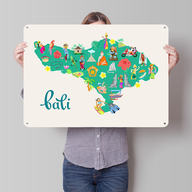 Poster Ilustrasi Peta Bali Ret - 3D Printing Bali ulasan dan harga