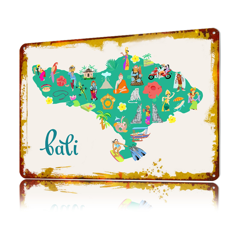 Poster Ilustrasi Peta Bali Ret - 3D Printing Bali ulasan dan harga