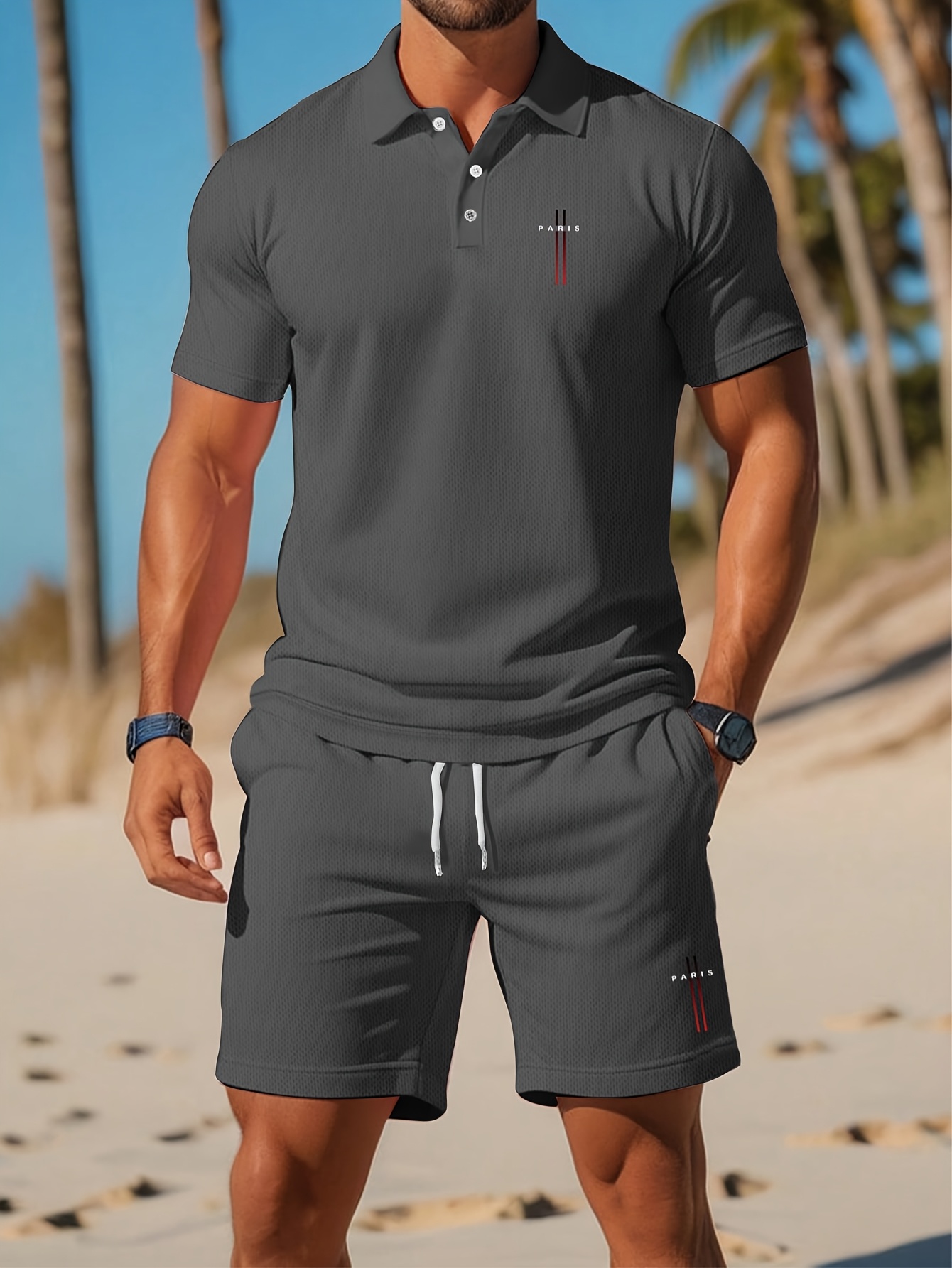 Set Kaos Polo Pria Musim Panas - 3D Printing Design Free ulasan dan harga