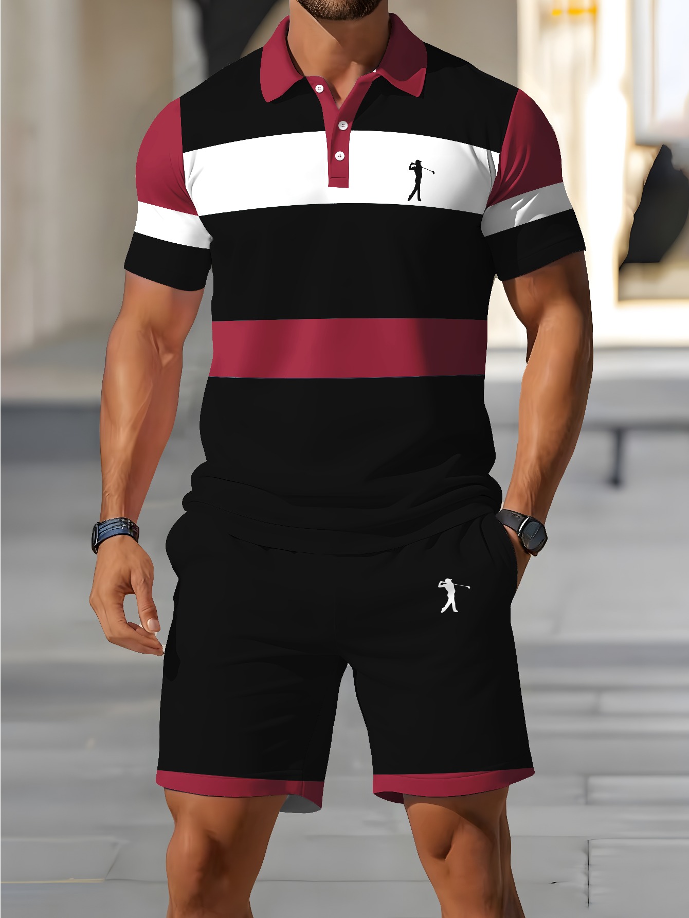 Set Kaos Polo Pria Musim Panas - 3D Printing Design Free ulasan dan harga