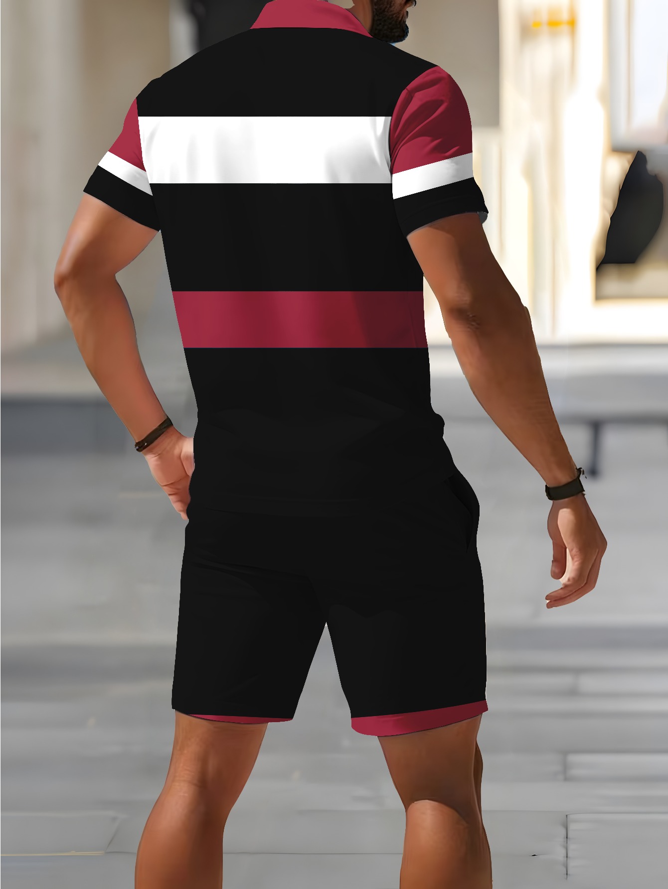 Set Kaos Polo Pria Musim Panas - 3D Printing Design Free ulasan dan harga