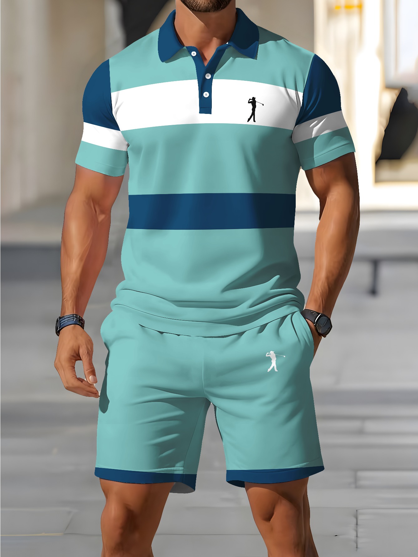 Set Kaos Polo Pria Musim Panas - 3D Printing Design Free ulasan dan harga